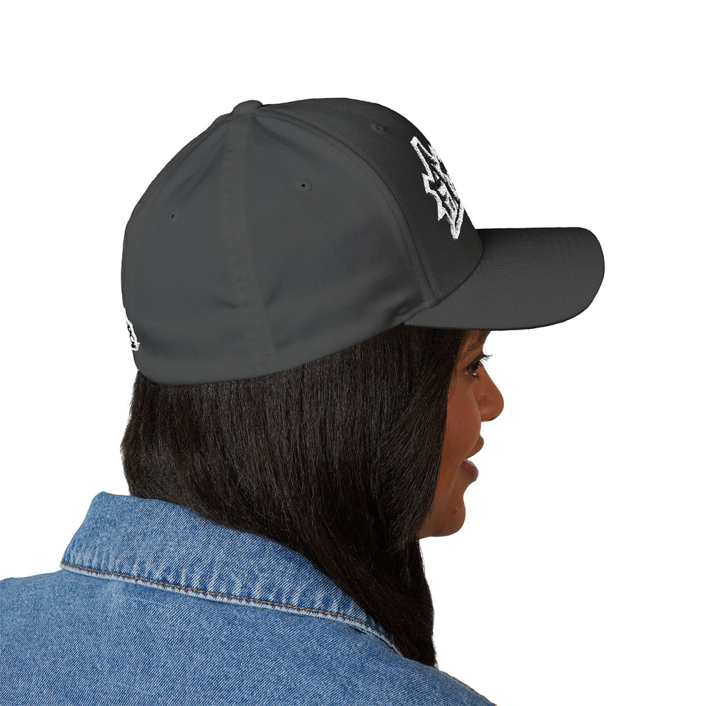 Embroidered Graffiti Logo Cap — Closed-Back Structured Hat
