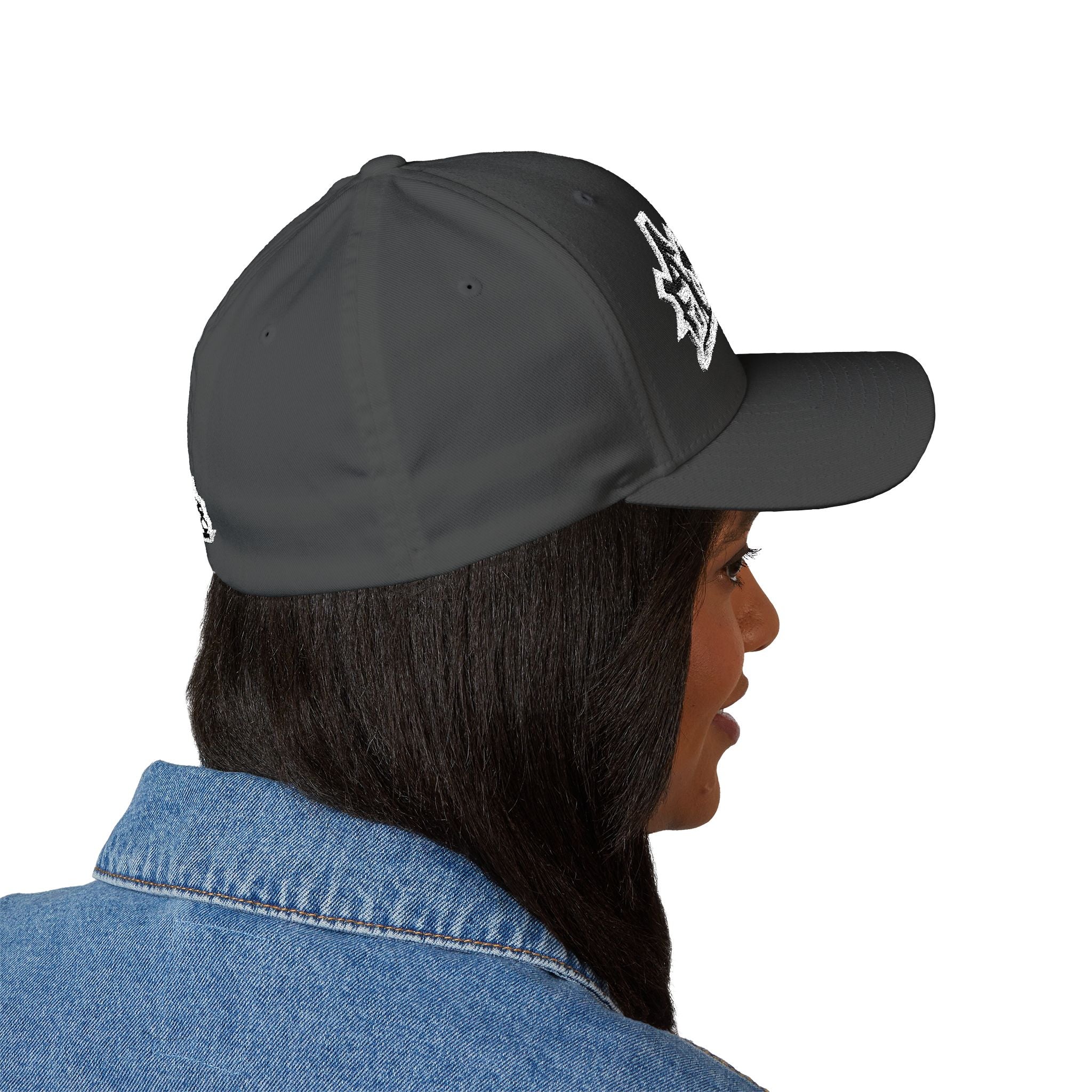 Embroidered Graffiti Logo Cap — Closed-Back Structured Hat