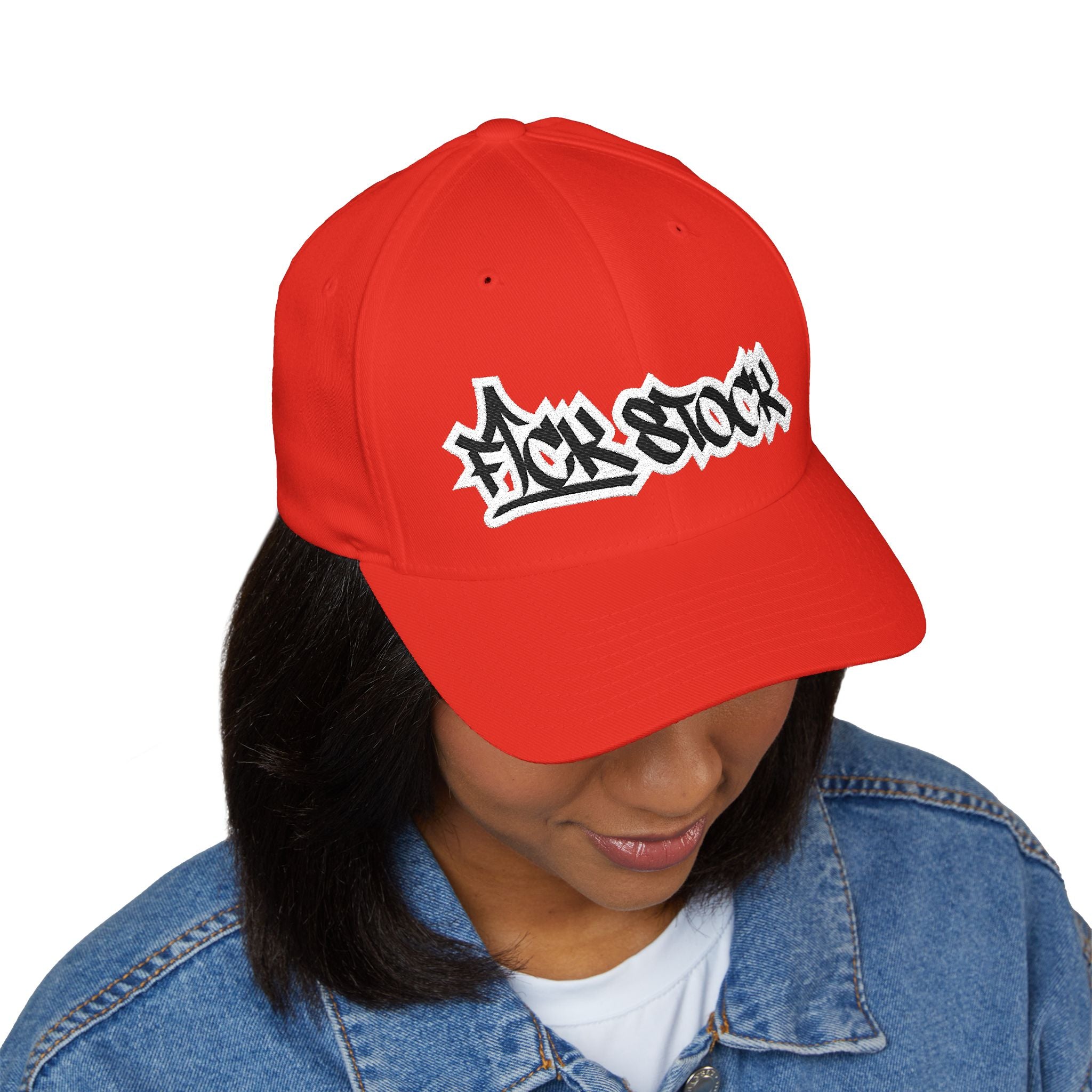 Embroidered Graffiti Logo Cap — Closed-Back Structured Hat