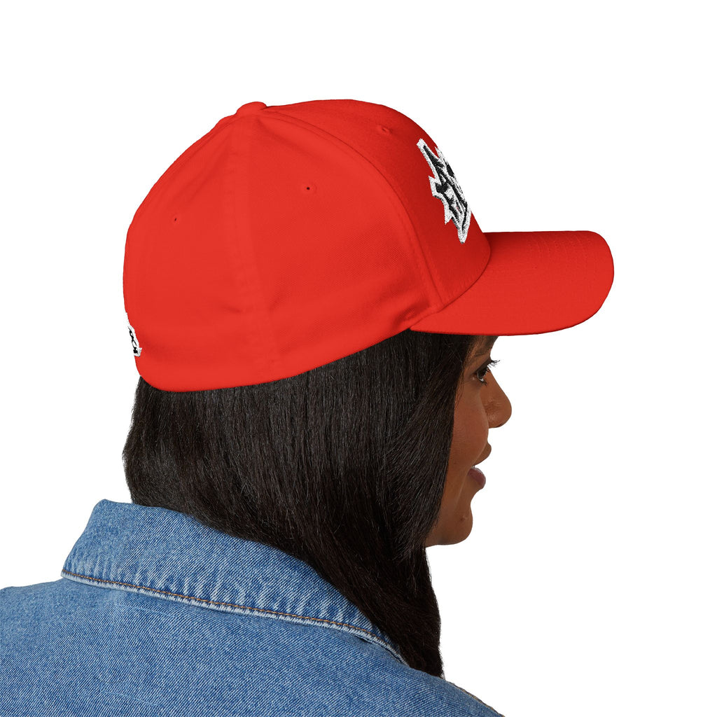 Embroidered Graffiti Logo Cap — Closed-Back Structured Hat
