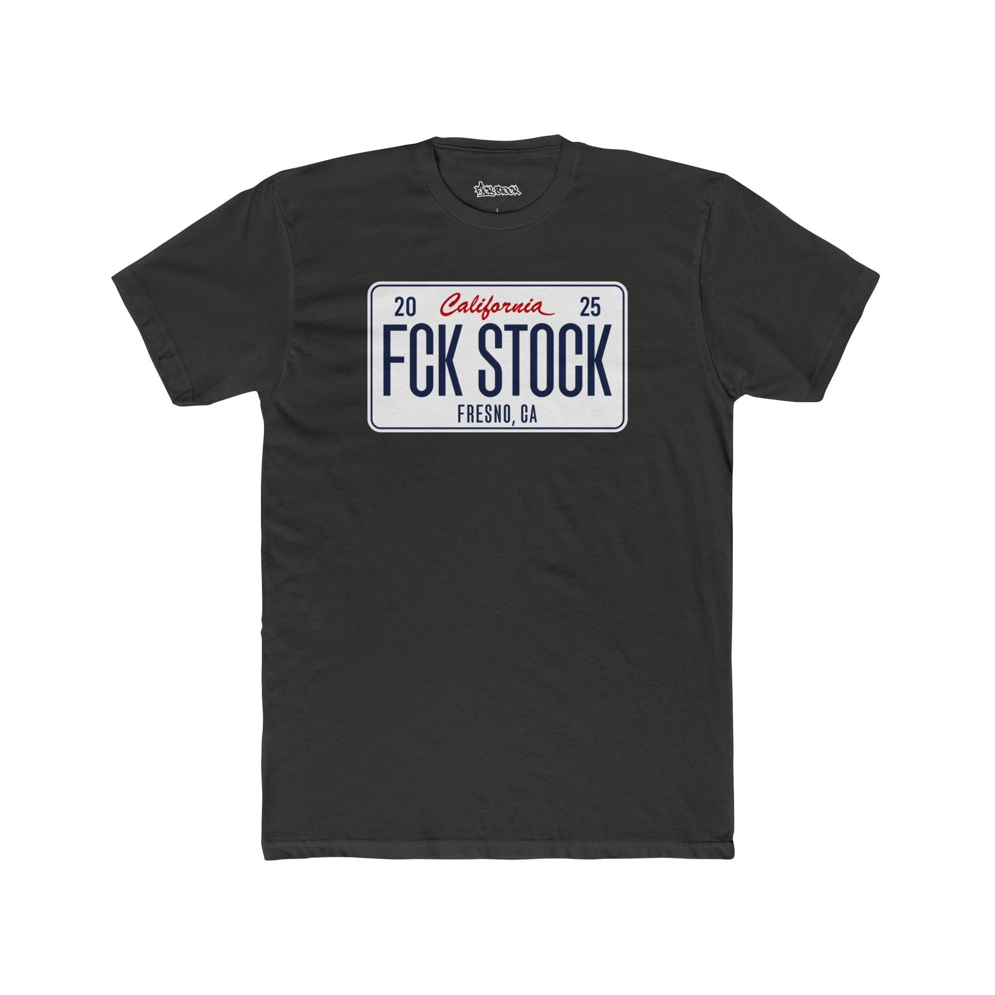 FCK STOCK Fresno License Plate Tee White Plate