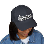 Embroidered Graffiti Logo Cap — Closed-Back Structured Hat