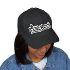 Embroidered Graffiti Logo Cap — Closed-Back Structured Hat
