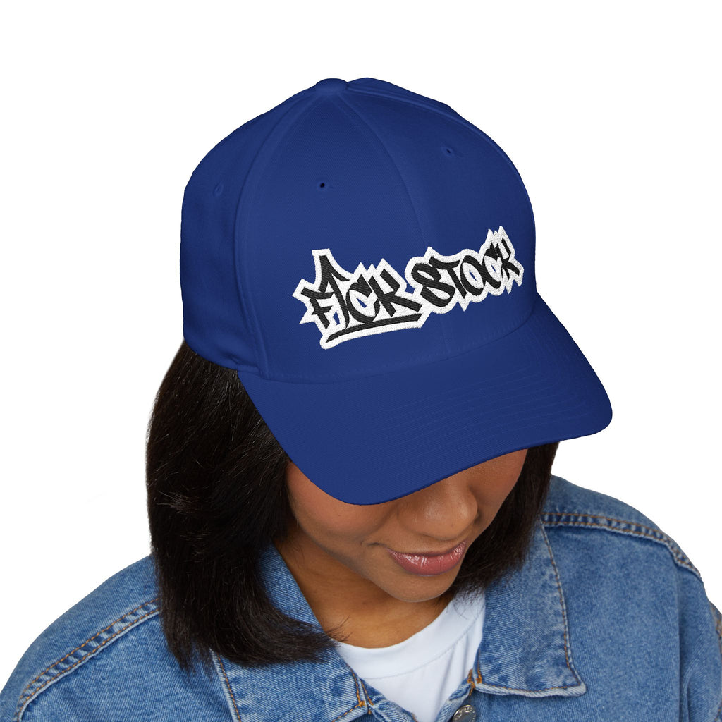 Embroidered Graffiti Logo Cap — Closed-Back Structured Hat