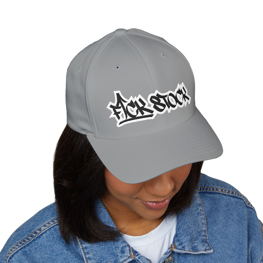 Embroidered Graffiti Logo Cap — Closed-Back Structured Hat